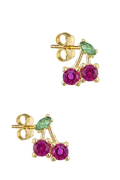 Σκουλαρίκι Χρυσό 9Κ Κερασάκια Πετράτα