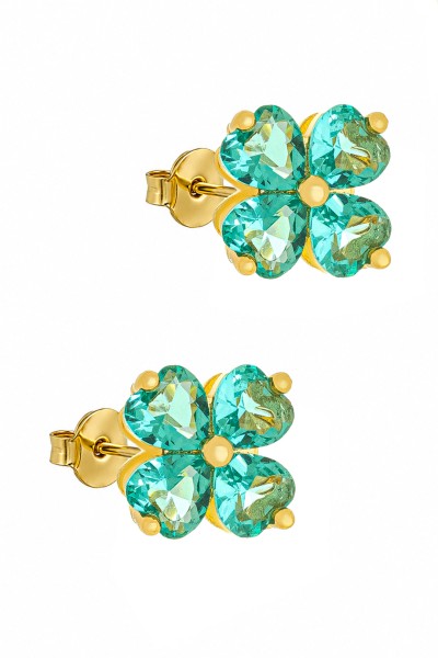 Σκουλαρίκι Ασημένιο Green Flower
