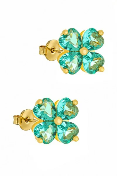 Σκουλαρίκι Ασημένιο Green Flower