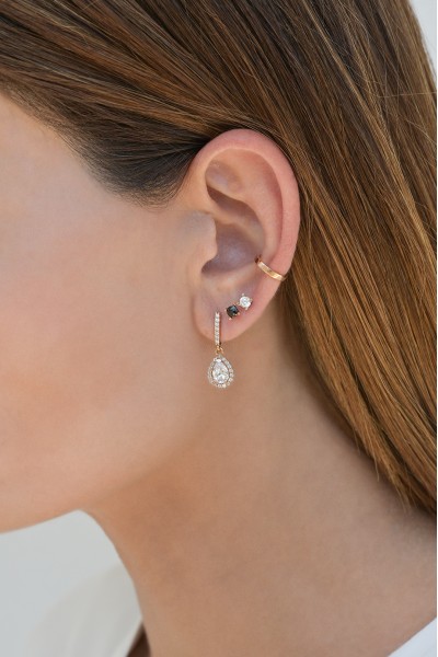 Σκουλαρίκι Ροζ Χρυσό 14Κ Απλό Μαύρο