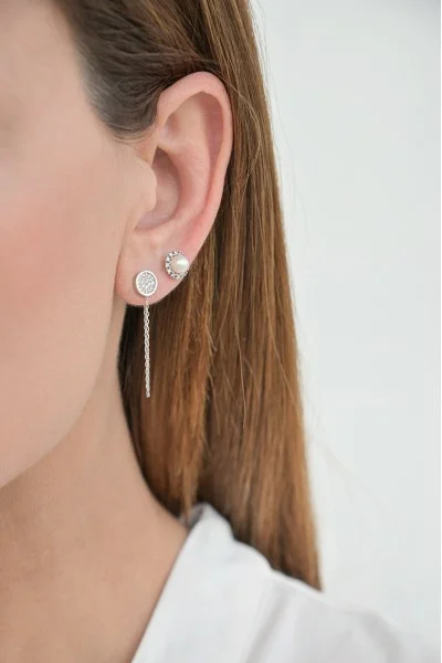 Σκουλαρίκι Λευκόχρυσο 14Κ Dot Chain