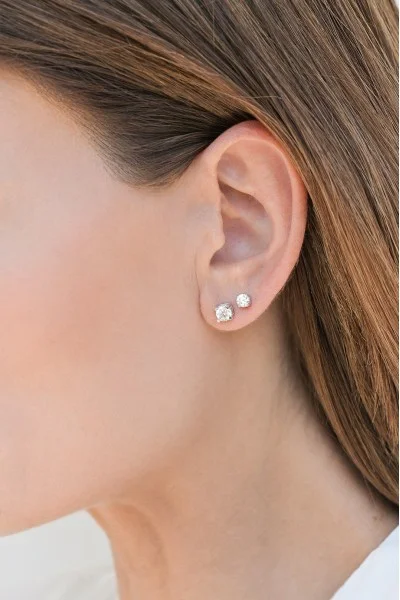 Σκουλαρίκι Λευκόχρυσο 14Κ Απλό 5mm