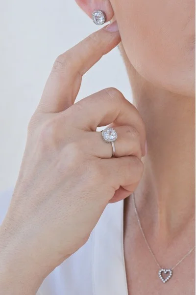 Μονόπετρο Λευκόχρυσο 14Κ Square Elite