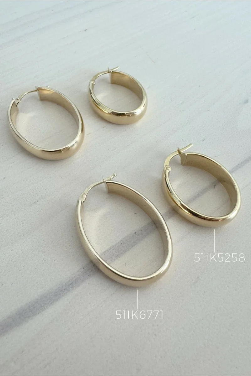Σκουλαρίκι Χρυσό 14Κ Κρίκος Οβάλ Λουστρέ 2.5cm