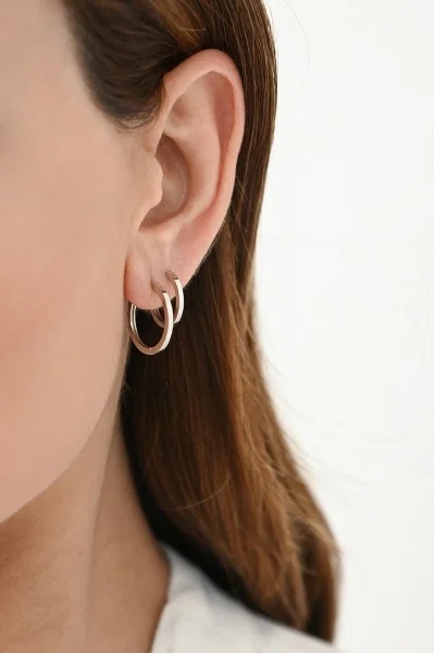 Σκουλαρίκι Λευκόχρυσο 14Κ Κρίκος Τετράγωνος 1.5cm