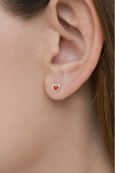 Σκουλαρίκι Χρυσό 14Κ Red Heart