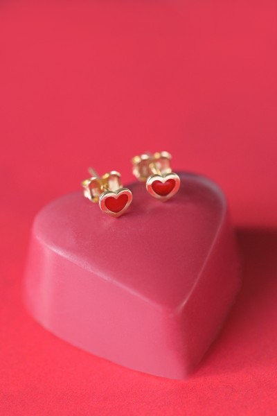 Σκουλαρίκι Χρυσό 14Κ Red Heart