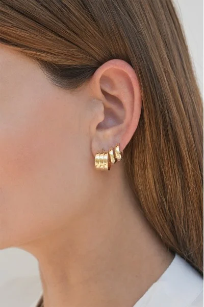 Σκουλαρίκι Χρυσό 14Κ Κρίκος Triple Shine