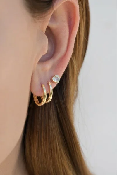 Σκουλαρίκι Χρυσό 14Κ Gold Stone Heart