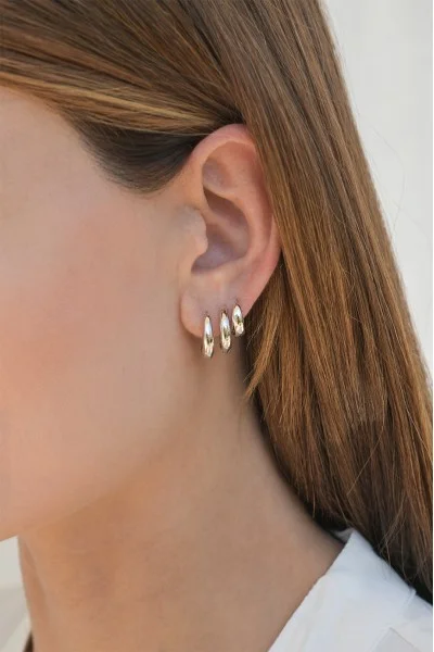 Σκουλαρίκι Λευκόχρυσο 14Κ Κρίκος Μικρός 1cm