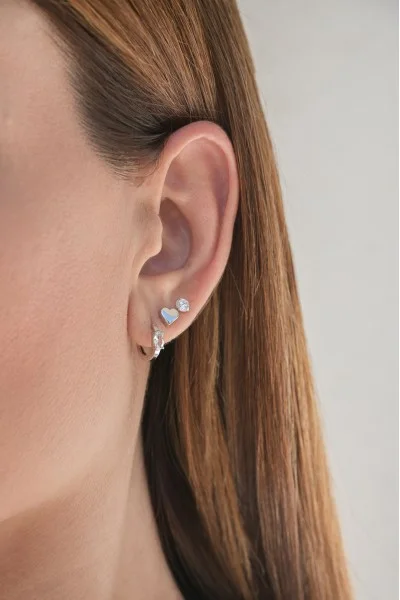 Σκουλαρίκι Essential Λευκόχρυσο 14Κ Απλό 4mm