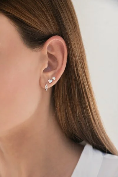 Σκουλαρίκι Λευκόχρυσο 14Κ White Gold Heart