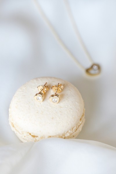 Σκουλαρίκι Χρυσό 14Κ Gold Stone Heart