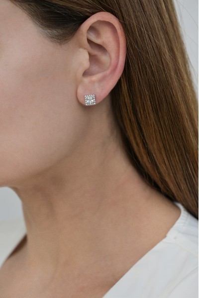 Σκουλαρίκι Λευκόχρυσο 14Κ Princess