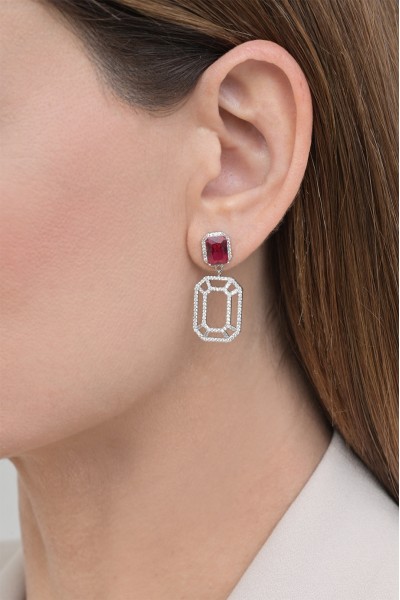 Σκουλαρίκι Ασημένιο Red Passion