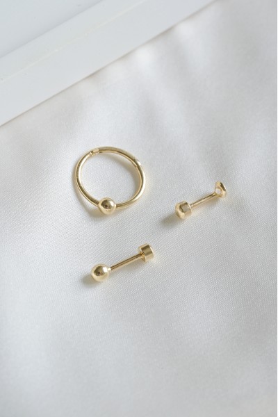 Σκουλαρίκι Μονό Χρυσό 14Κ Piercing Stone