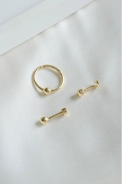 Σκουλαρίκι Μονό Χρυσό 14Κ Piercing Stone