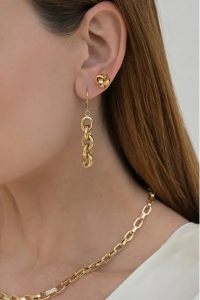 Σκουλαρίκι Χρυσό 14Κ Square Πλεξούδα 6516