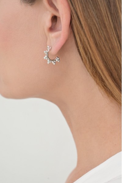 Σκουλαρίκι Ασημένιο White Hoops