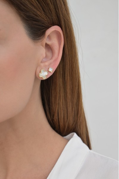 Σκουλαρίκι Χρυσό 14Κ White Flower