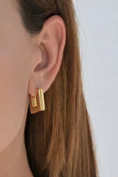 Σκουλαρίκι Χρυσό 14Κ Κρίκος Τετράγωνος