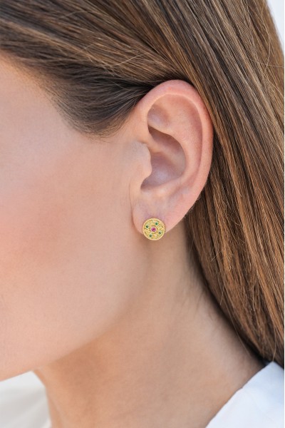 Σκουλαρίκι Χρυσό 14Κ Red Stone