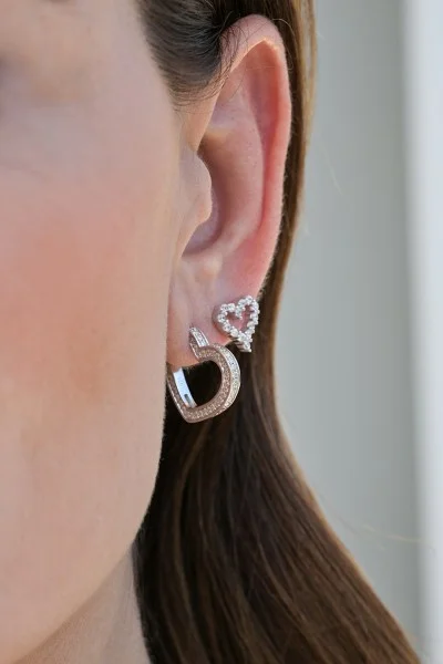 Σκουλαρίκι Ασημένιο Κρίκος Heart