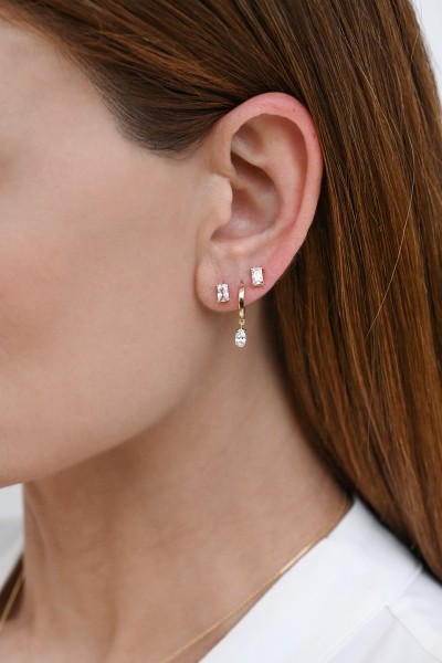 Σκουλαρίκι Χρυσό 9Κ Square Dot