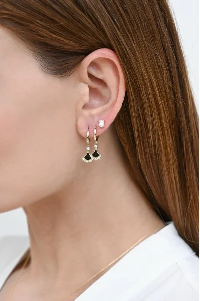 Σκουλαρίκι Μονό Χρυσό 9Κ Freedom Black Feather