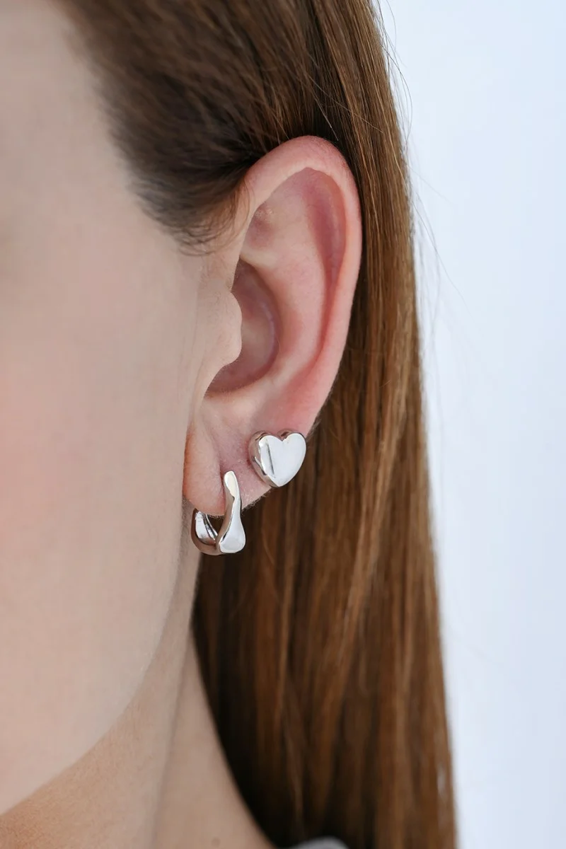 Σκουλαρίκι Ασημένιο Καρδιές