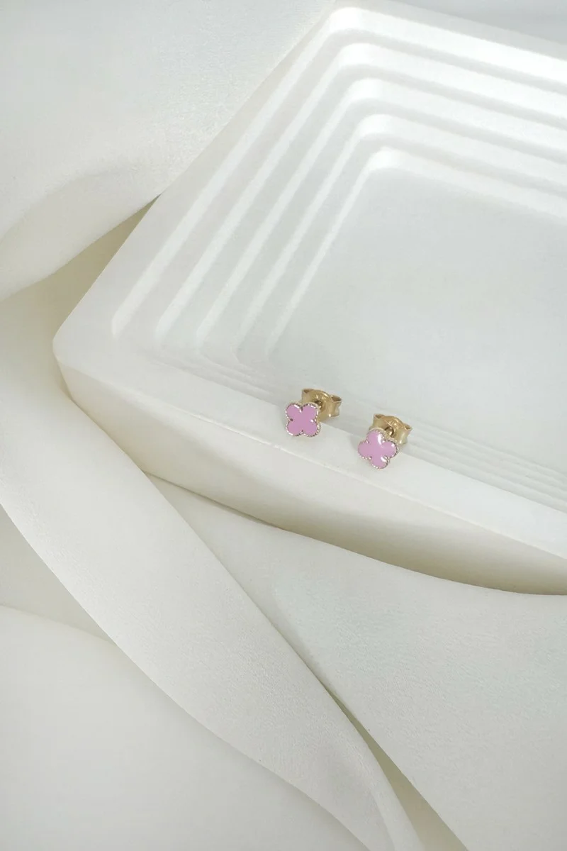Σκουλαρίκι Χρυσό 9Κ Pink Flower