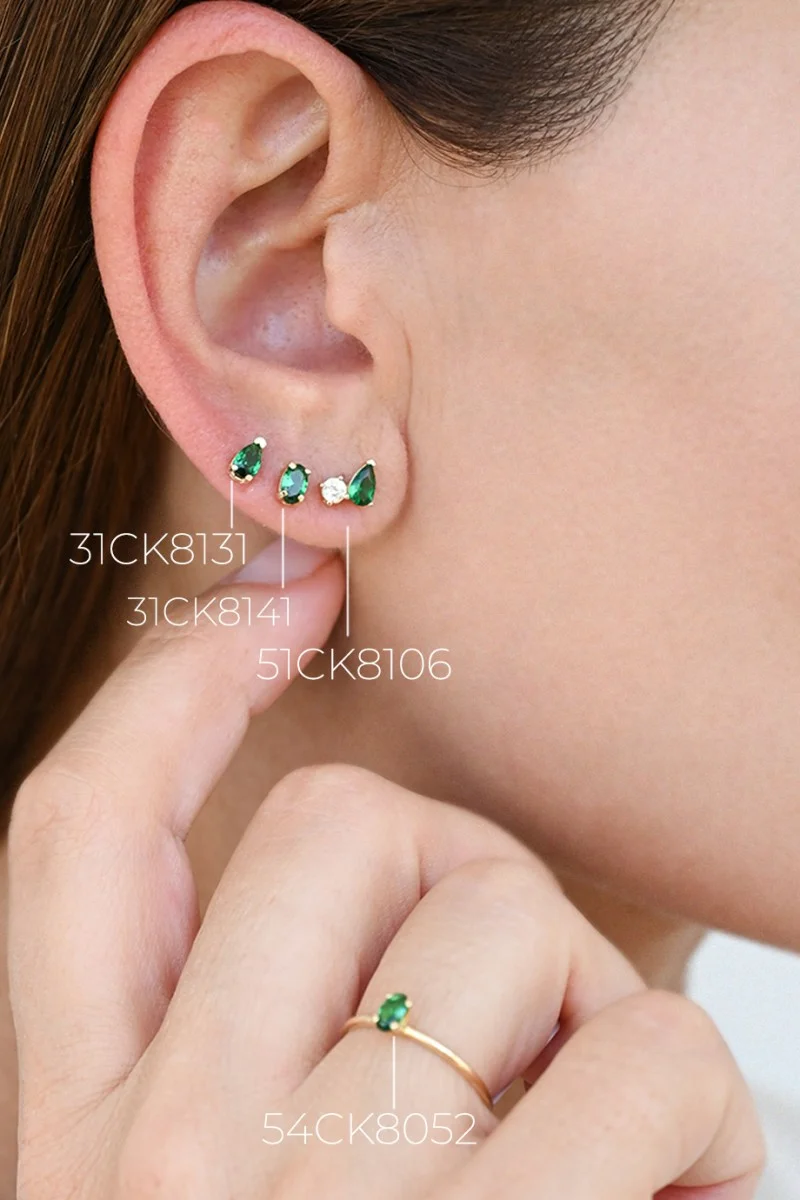 Σκουλαρίκι Χρυσό 9Κ Oval Green