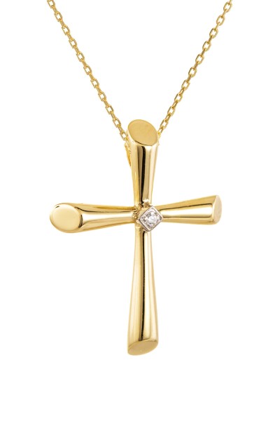 Σετ Σταυρός με Αλυσίδα Χρυσός 14Κ Μοντέρνος 4390