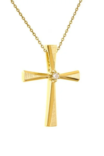 Σετ Σταυρός με Αλυσίδα Χρυσός 14Κ Minimal 5112