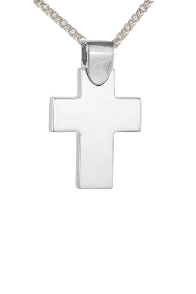 Σετ Σταυρός με Αλυσίδα Λευκόχρυσος 18Κ Μασίφ Minimal 5996