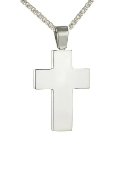 Σετ Σταυρός με Αλυσίδα Λευκόχρυσος 18Κ Μασίφ Minimal 6050