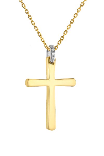 Σετ Σταυρός με Αλυσίδα Χρυσός 14Κ Πετράτος 7049