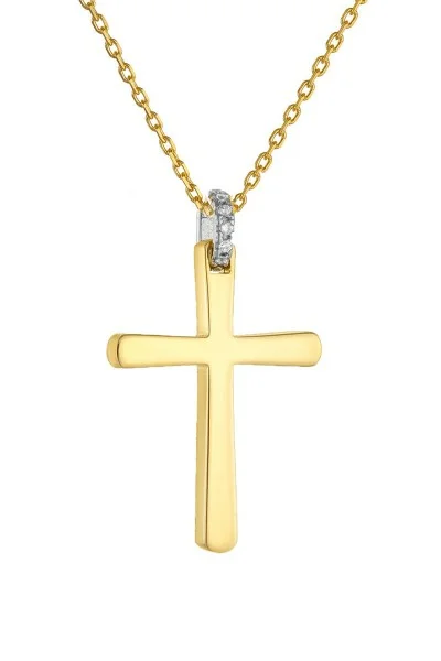 Σετ Σταυρός με Αλυσίδα Χρυσός 14Κ Πετράτος 7049