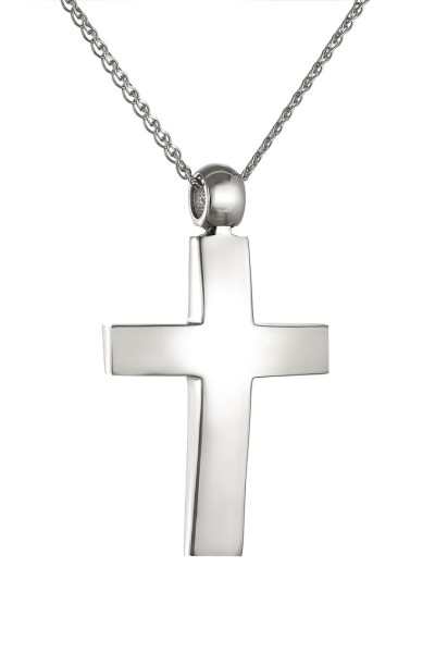 Σταυρός Βάπτισης Λευκόχρυσος 14Κ Λουστρέ 7060