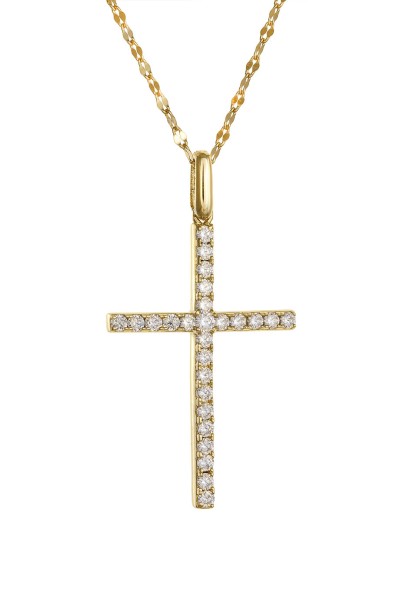 Σετ Σταυρός με Αλυσίδα Χρυσός 14Κ Διπλής Όψης Πετράτος 7061