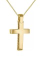 Σετ Σταυρός με Αλυσίδα Χρυσός 14Κ Λουστρέ Διπλής Όψης 7088