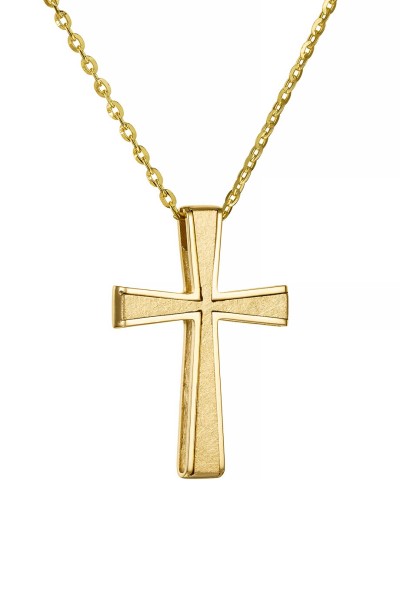 Σετ Σταυρός με Αλυσίδα Χρυσός 14Κ Διπλής Όψης 7177