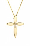 Σετ Σταυρός με Αλυσίδα Χρυσός 14Κ Flower 7443