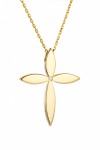 Σετ Σταυρός με Αλυσίδα Χρυσός 14Κ Flower 7447