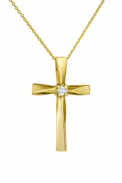 Σετ Σταυρός με Αλυσίδα Χρυσός 14Κ Διπλής Όψης 7512