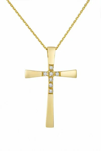 Σετ Σταυρός με Αλυσίδα Χρυσός 14Κ Διπλής Όψης 7513