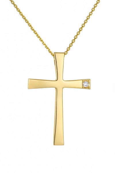 Σετ Σταυρός με Αλυσίδα Χρυσός 14Κ Λουστρέ 7529