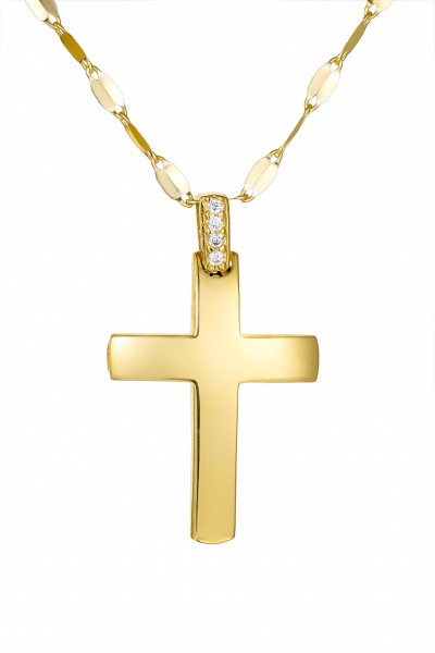 Σετ Σταυρός με Αλυσίδα Χρυσός 14Κ Minimal 7550