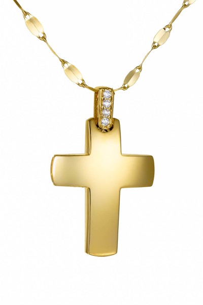 Σετ Σταυρός με Αλυσίδα Χρυσός 14Κ Minimal 7551