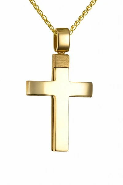 Σταυρός Βάπτισης Χρυσός 14Κ Μασίφ Διπλής Όψης 7556